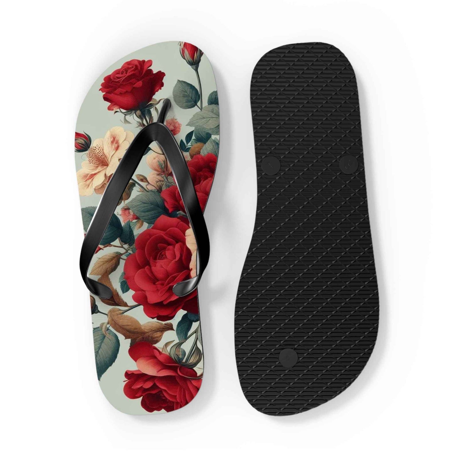 Rose Floral Flip Flops
