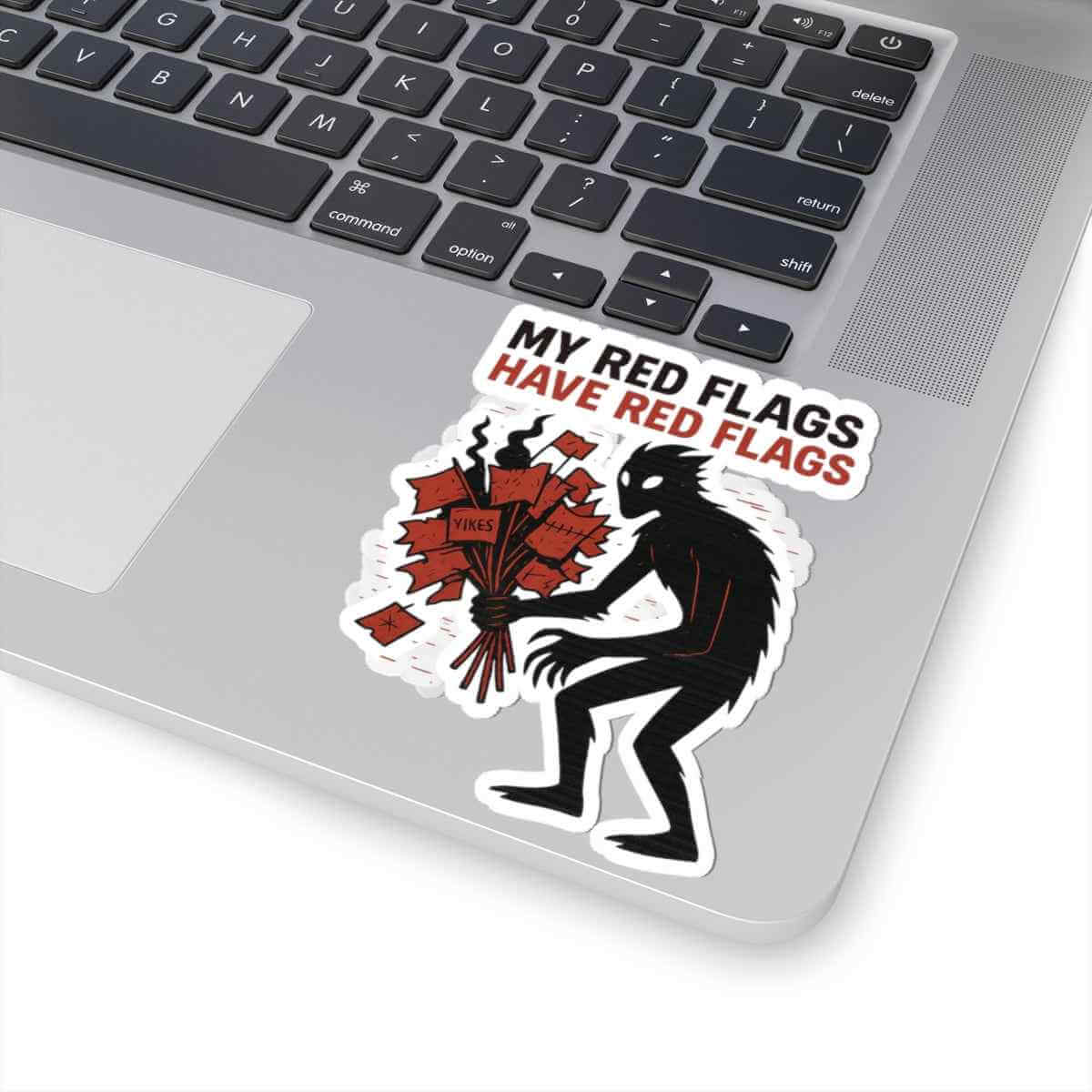 Hiking Vinyl Sticker - Red Flags Cryptid Decal for Outdoor Gear & Trail Packs