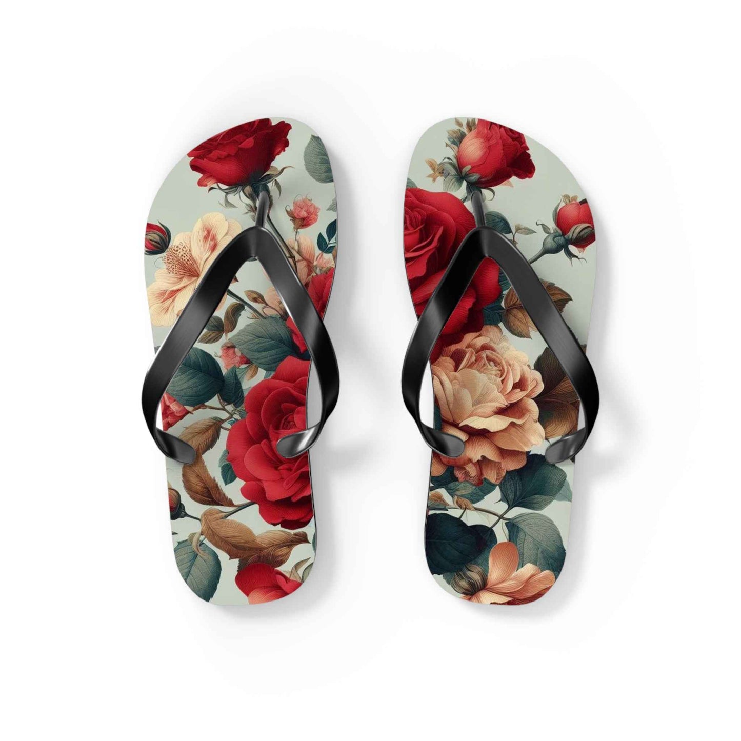 Rose Floral Flip Flops