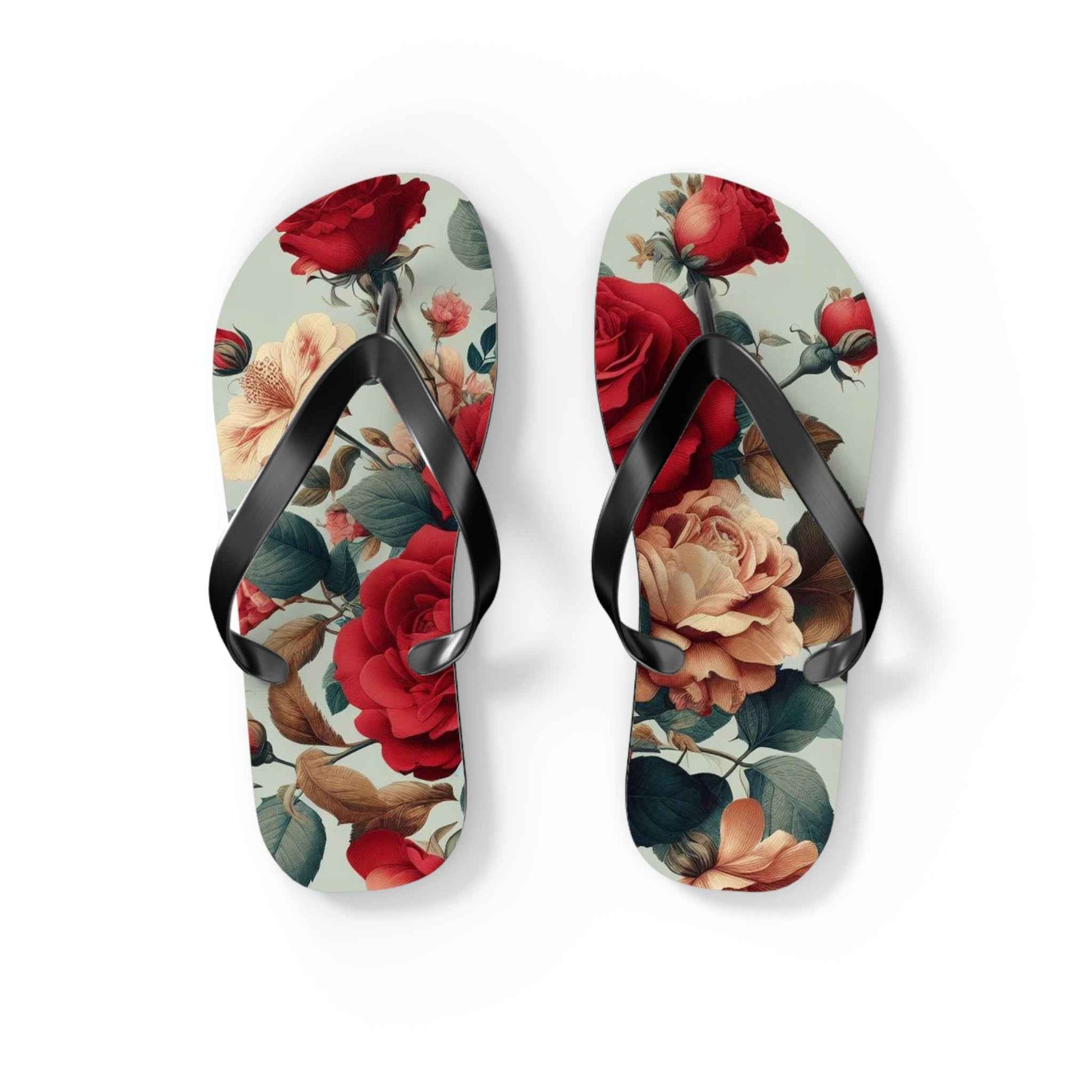 Rose Floral Flip Flops