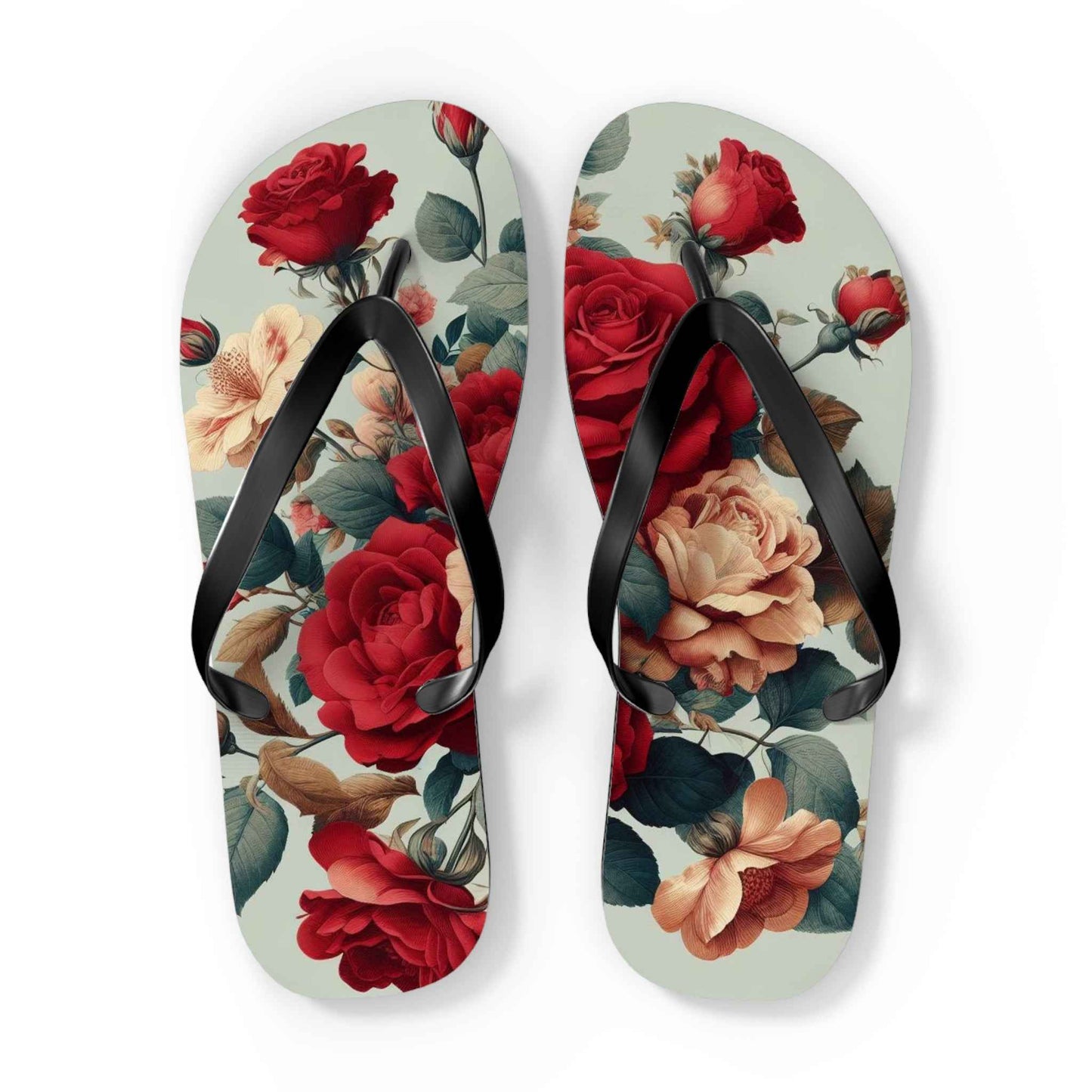Rose Floral Flip Flops