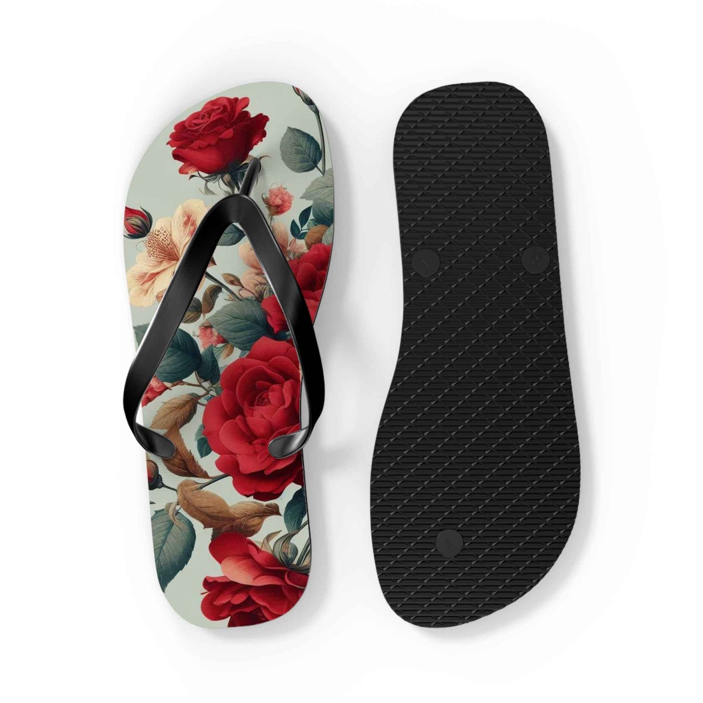 Rose Floral Flip Flops