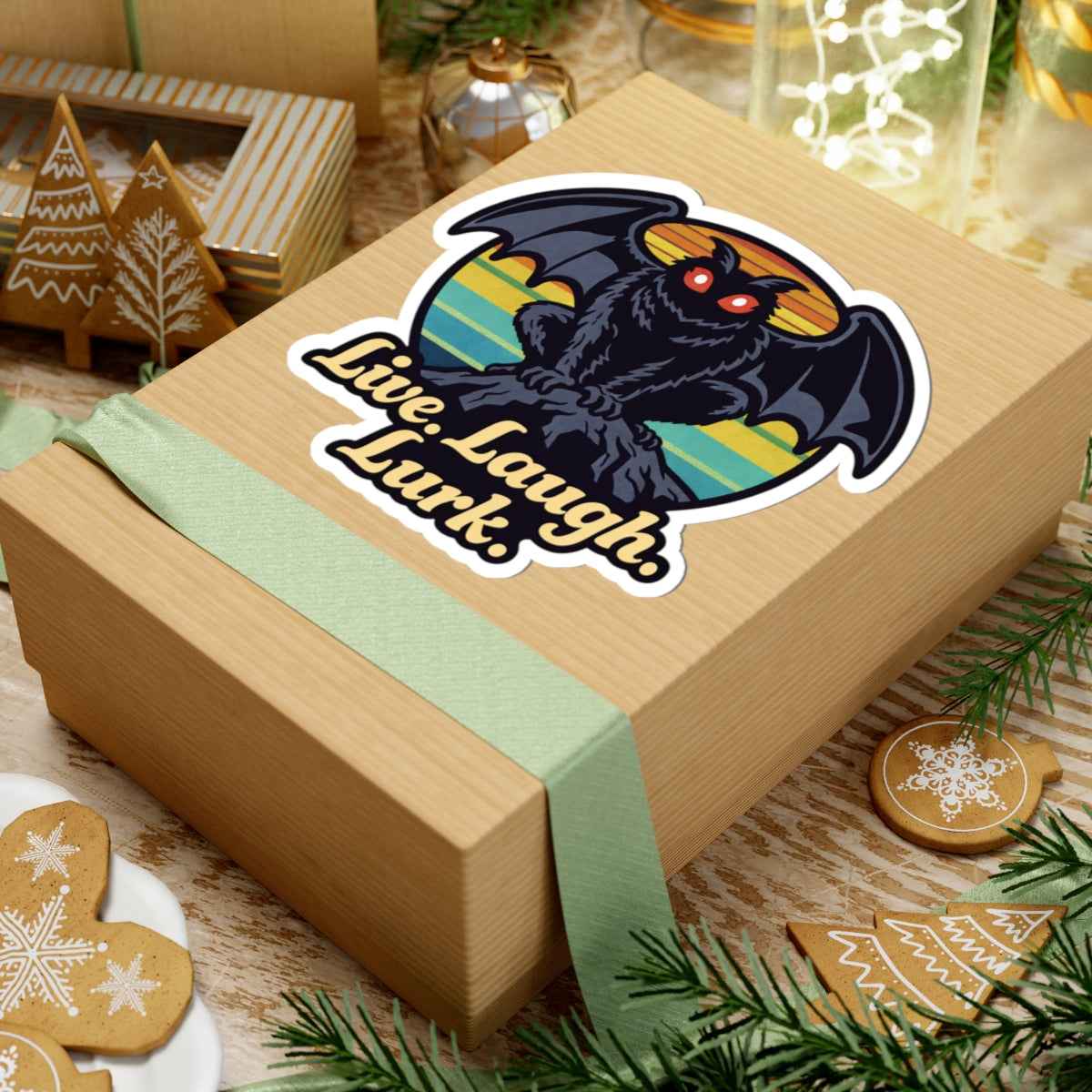 Mothman Sticker “Live Laugh Lurk” - Retro Cryptid Decal for Water Bottles, Laptops & Gear