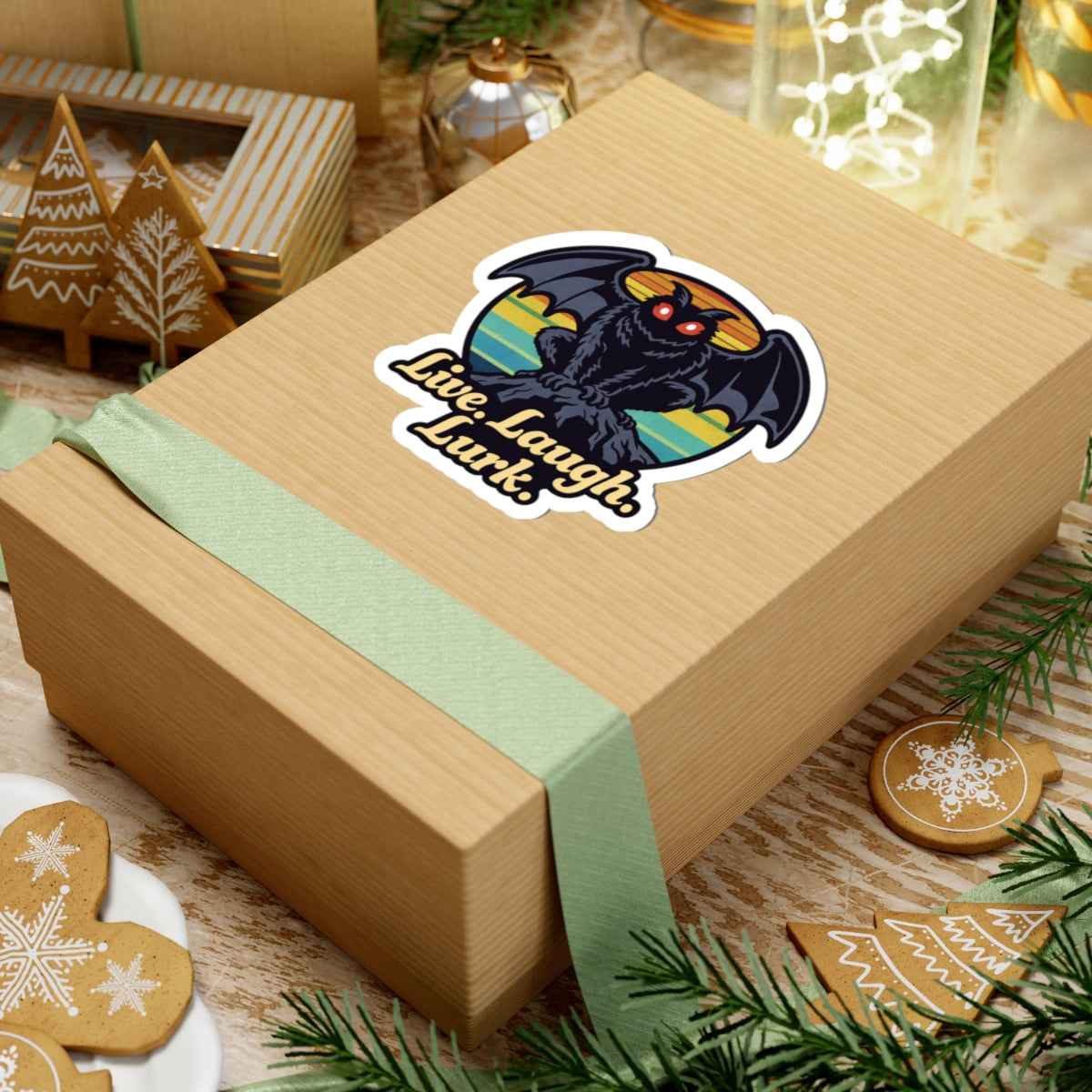 Mothman Sticker “Live Laugh Lurk” - Retro Cryptid Decal for Water Bottles, Laptops & Gear