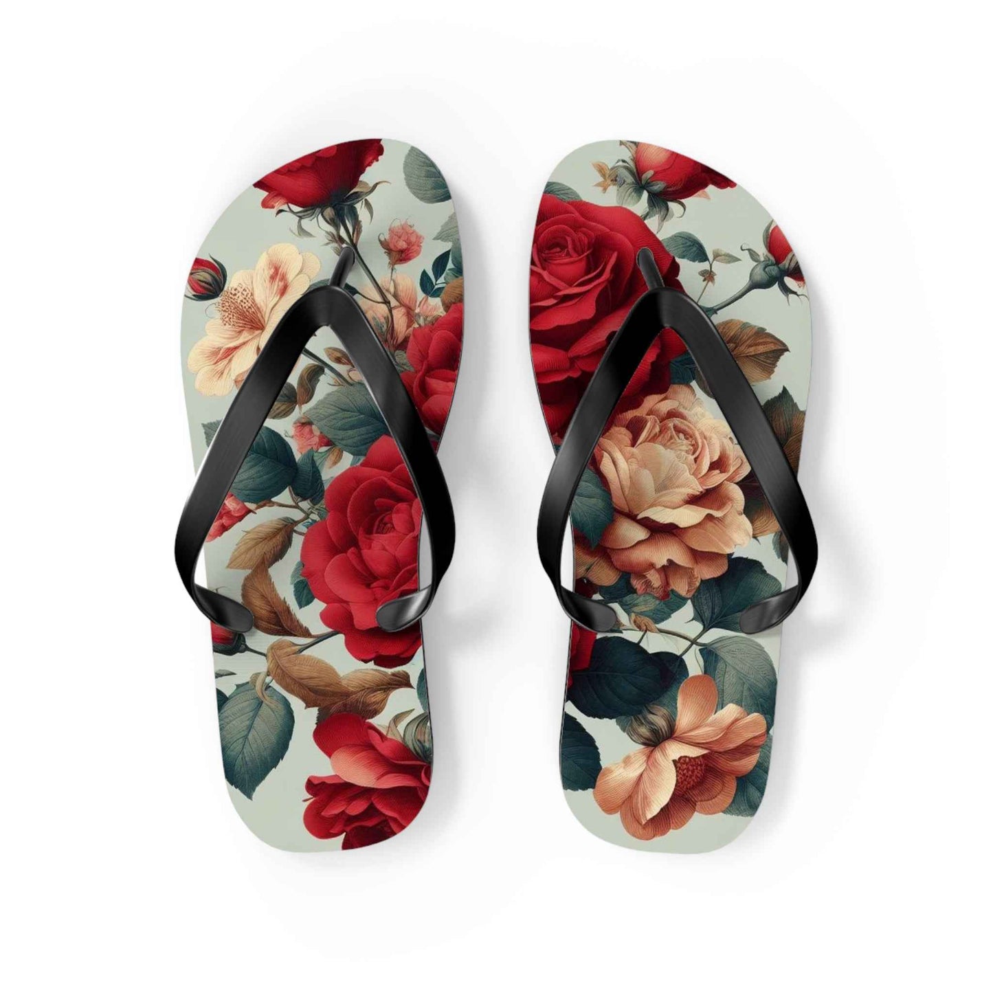Rose Floral Flip Flops