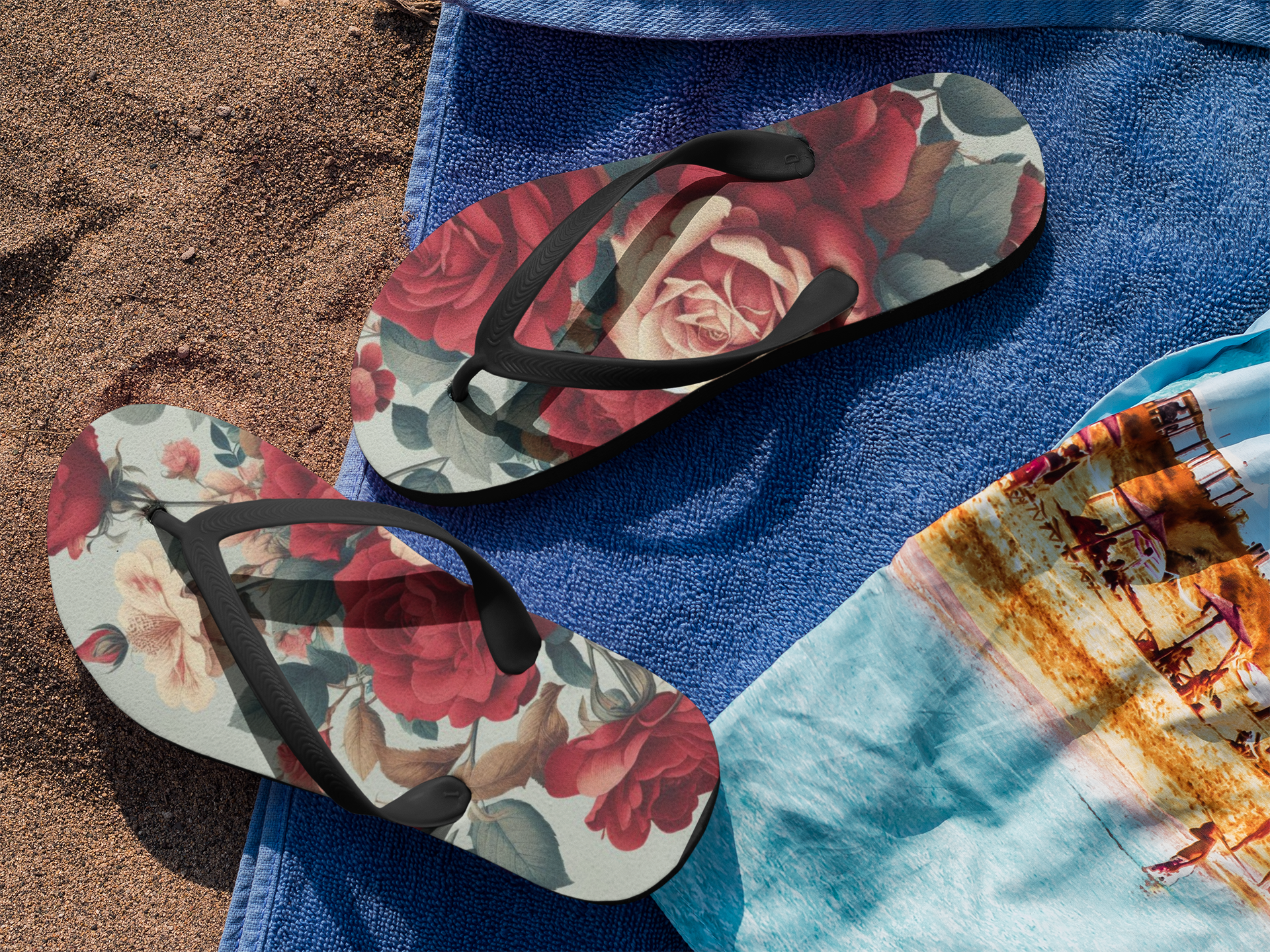 Rose Floral Flip Flops