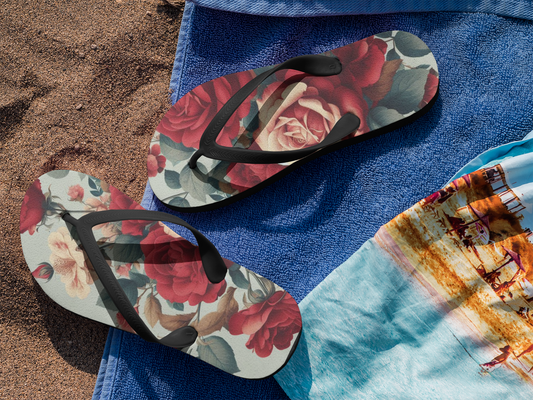 Rose Floral Flip Flops