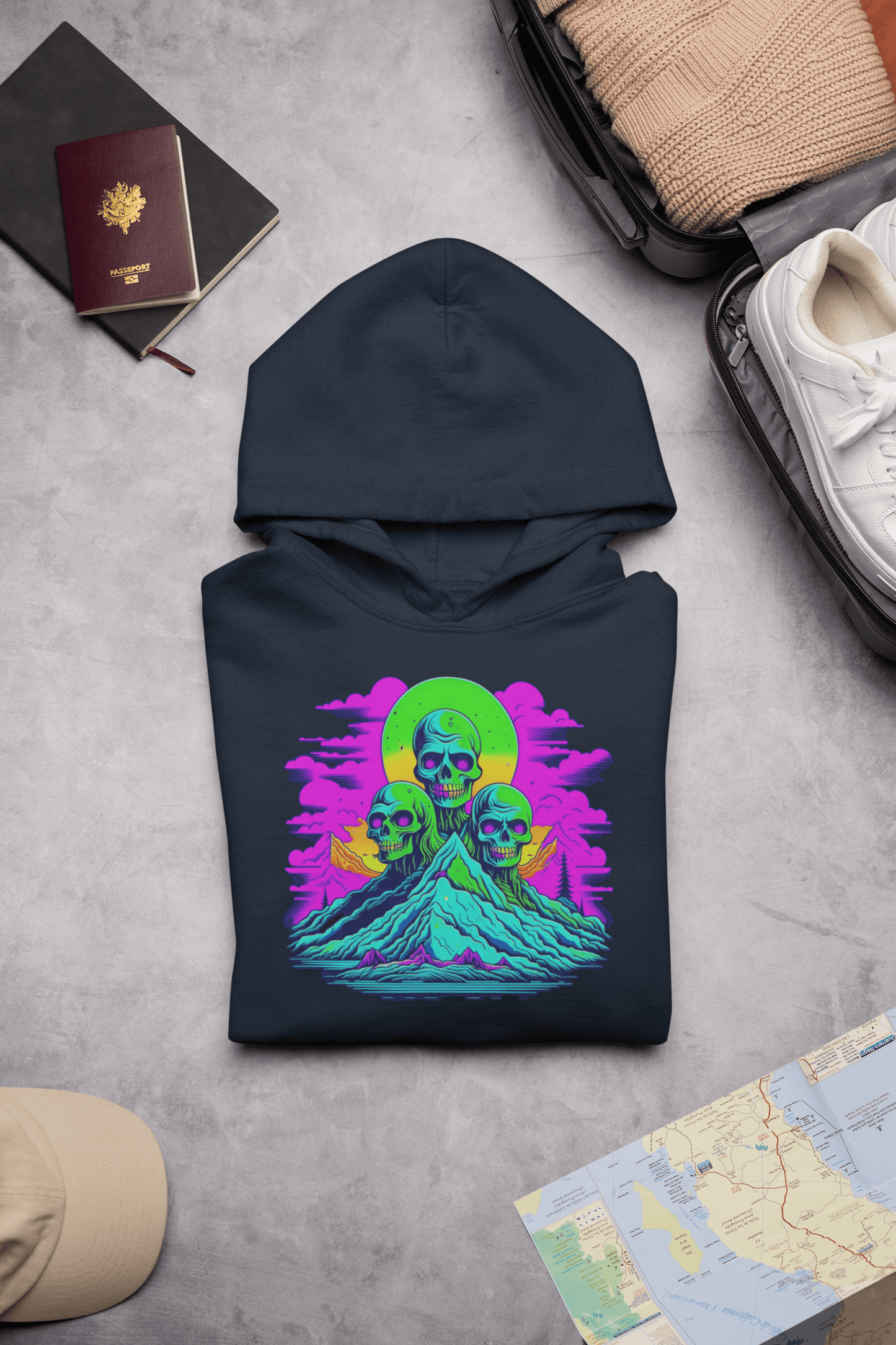 Zombie Skull Organic Hoodie – Gothic Graphic Sweatshirt for Horror Fans & Streetwear Lovers