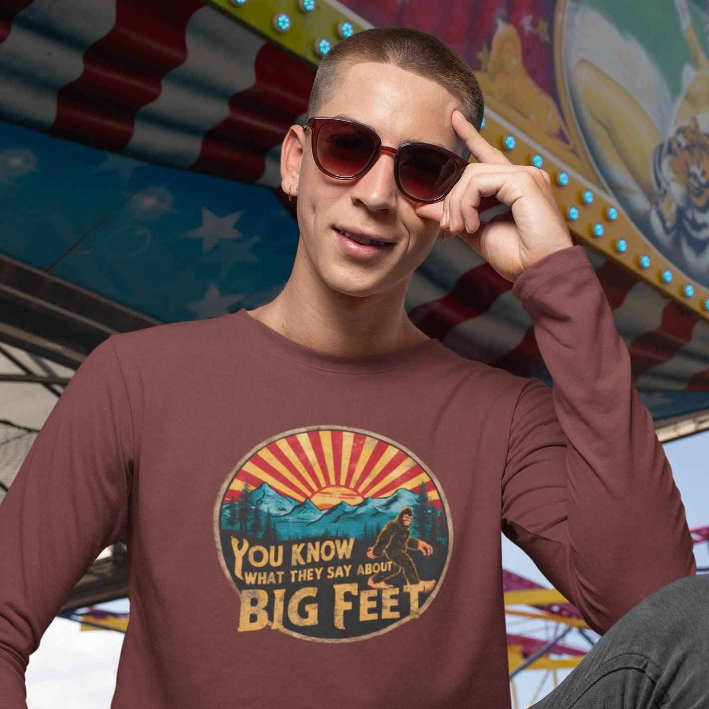 Bigfoot Long Sleeve Tee – Cryptid Hiking Shirt for Outdoor Explorers