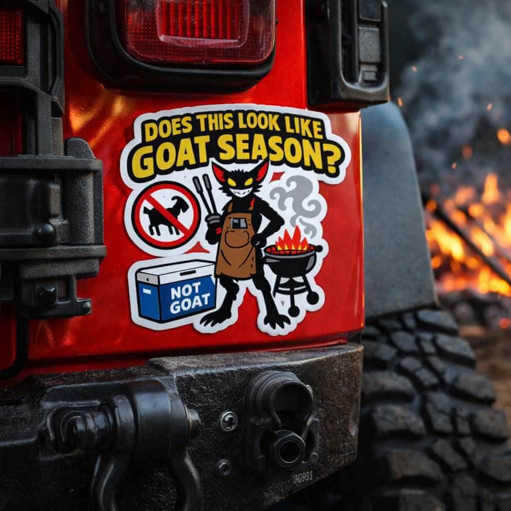 Cryptid Sticker - Chupacabra BBQ “Does This Look Infected?” Vinyl Decal