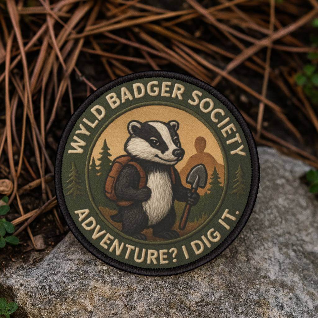 Funny Hiking Patch - Badger Society Iron-On Badge for Backpacks & Jackets