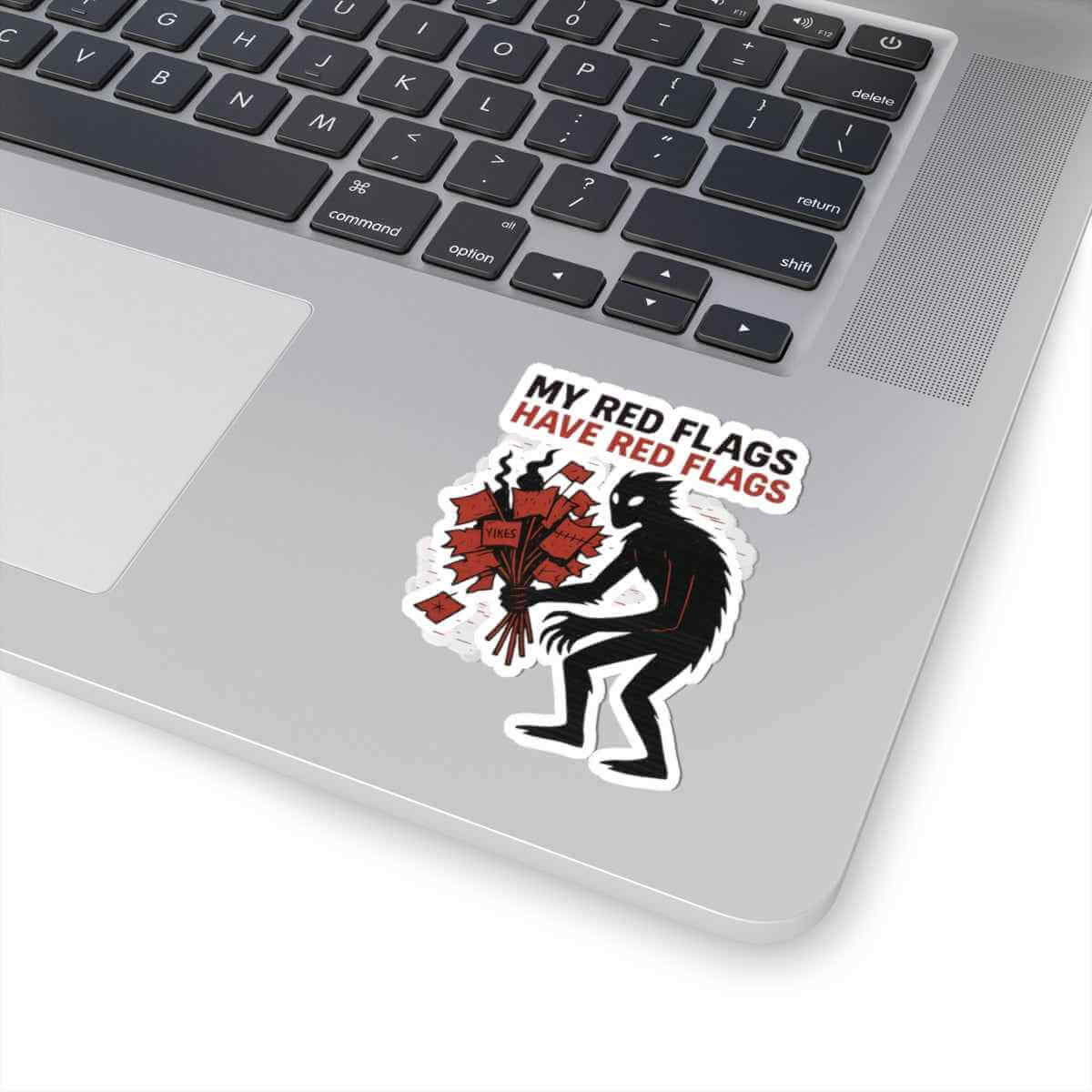 Hiking Vinyl Sticker - Red Flags Cryptid Decal for Outdoor Gear & Trail Packs