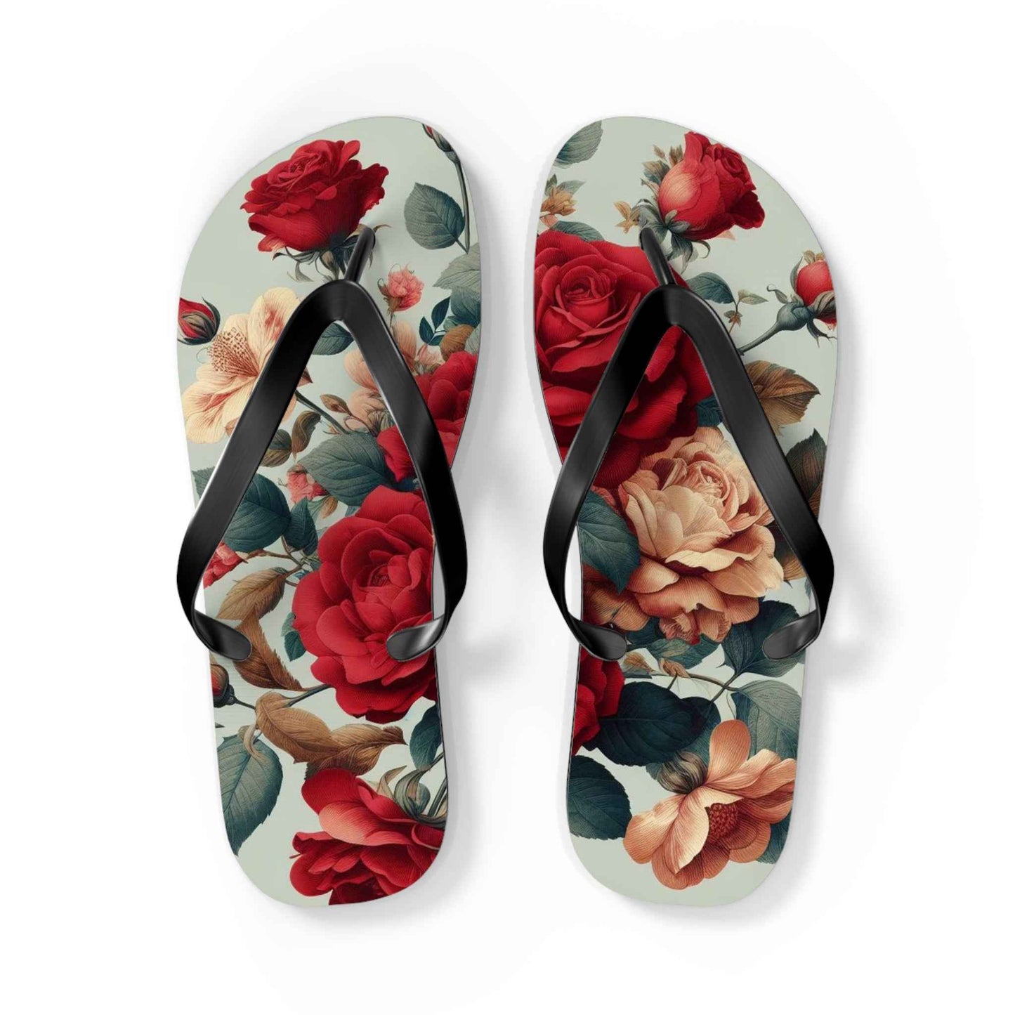 Rose Floral Flip Flops