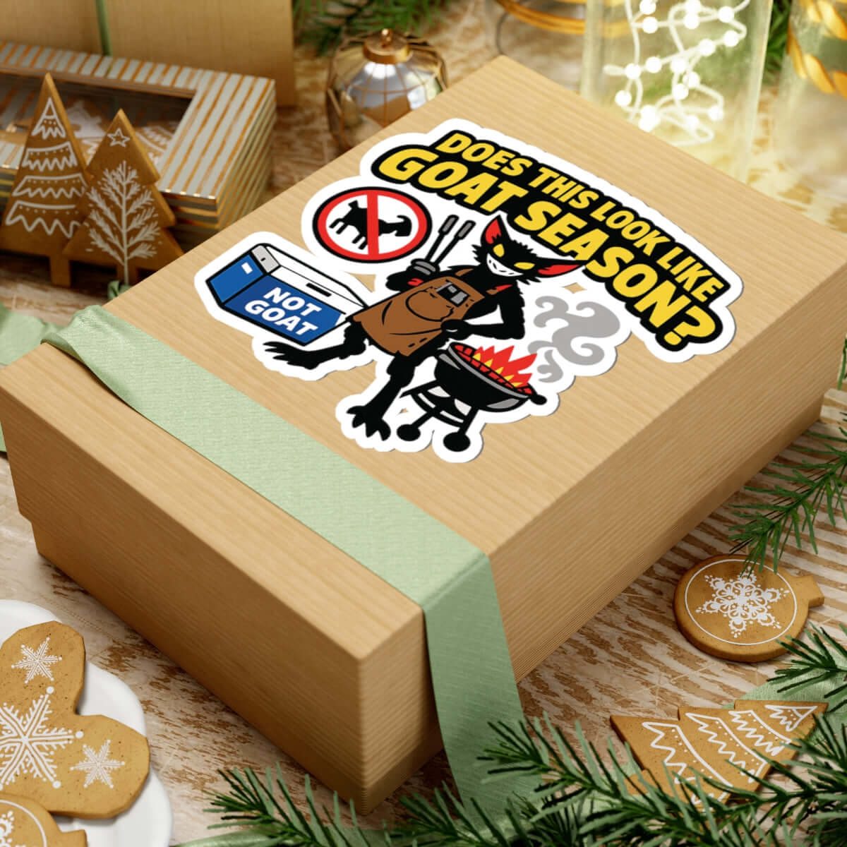 Cryptid Sticker - Chupacabra BBQ “Does This Look Like Goat Season?” Vinyl Decal