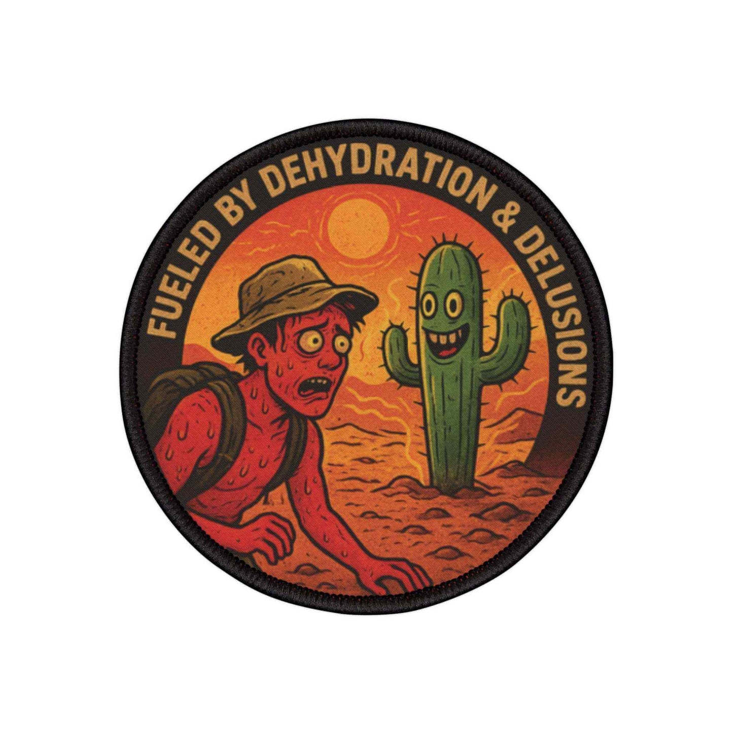 Desert Hiking Patch | Fueled by Dehydration and Delusions | Funny Cactus Morale Badge