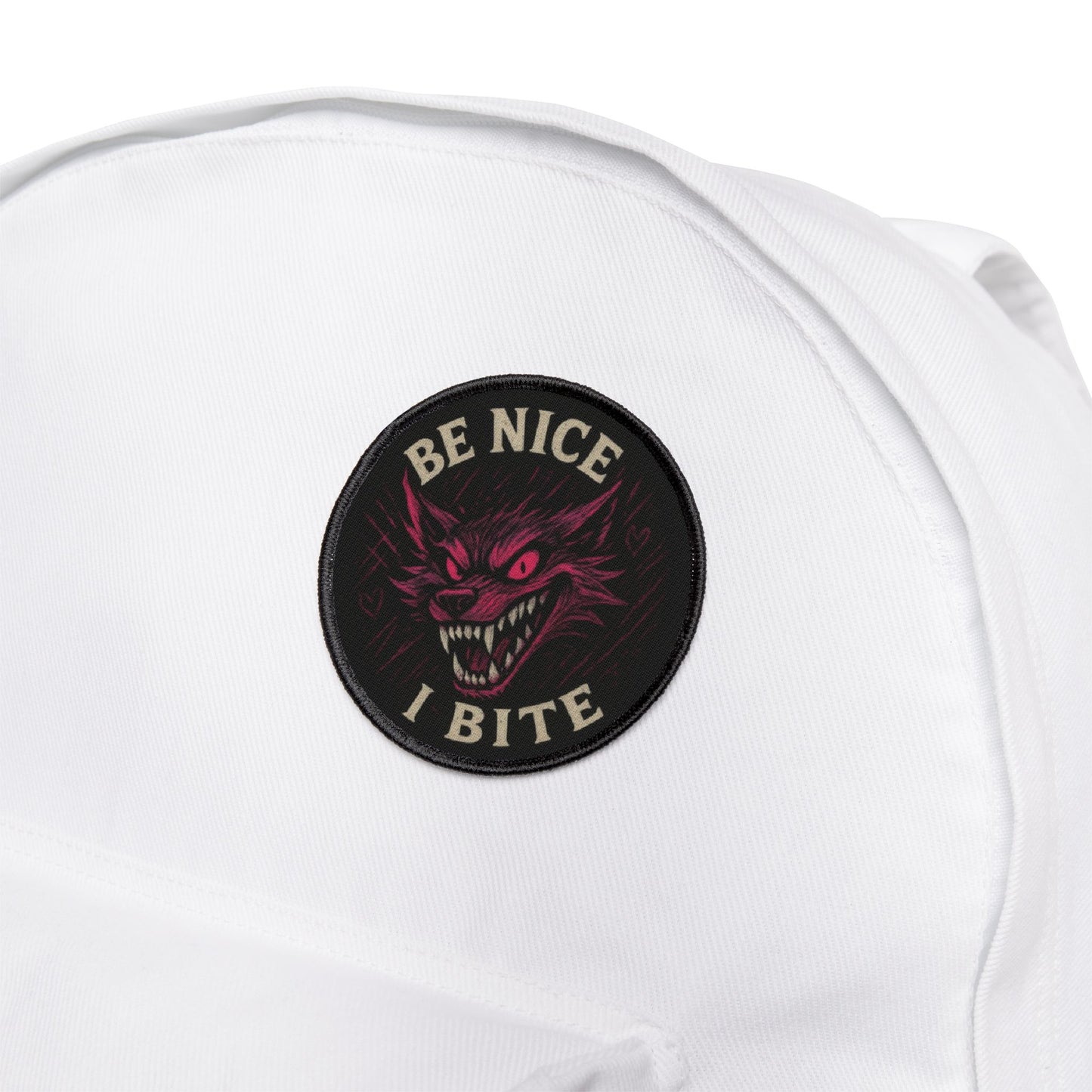 Wolf Morale Patch “Be Nice I Bite” – Feral Wolf Tactical Badge
