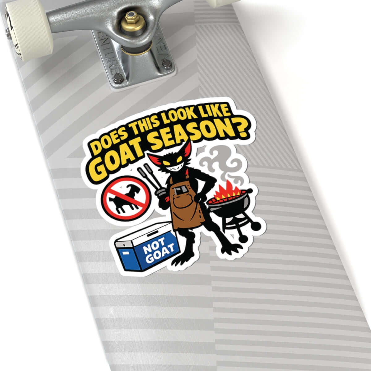 Cryptid Sticker - Chupacabra BBQ “Does This Look Like Goat Season?” Vinyl Decal