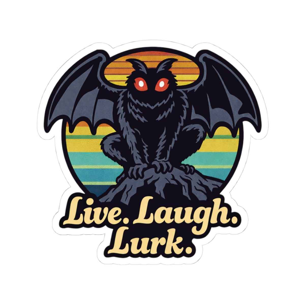 Mothman Sticker “Live Laugh Lurk” - Retro Cryptid Decal for Water Bottles, Laptops & Gear