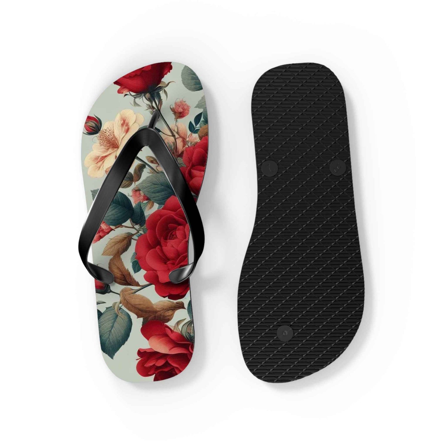 Rose Floral Flip Flops