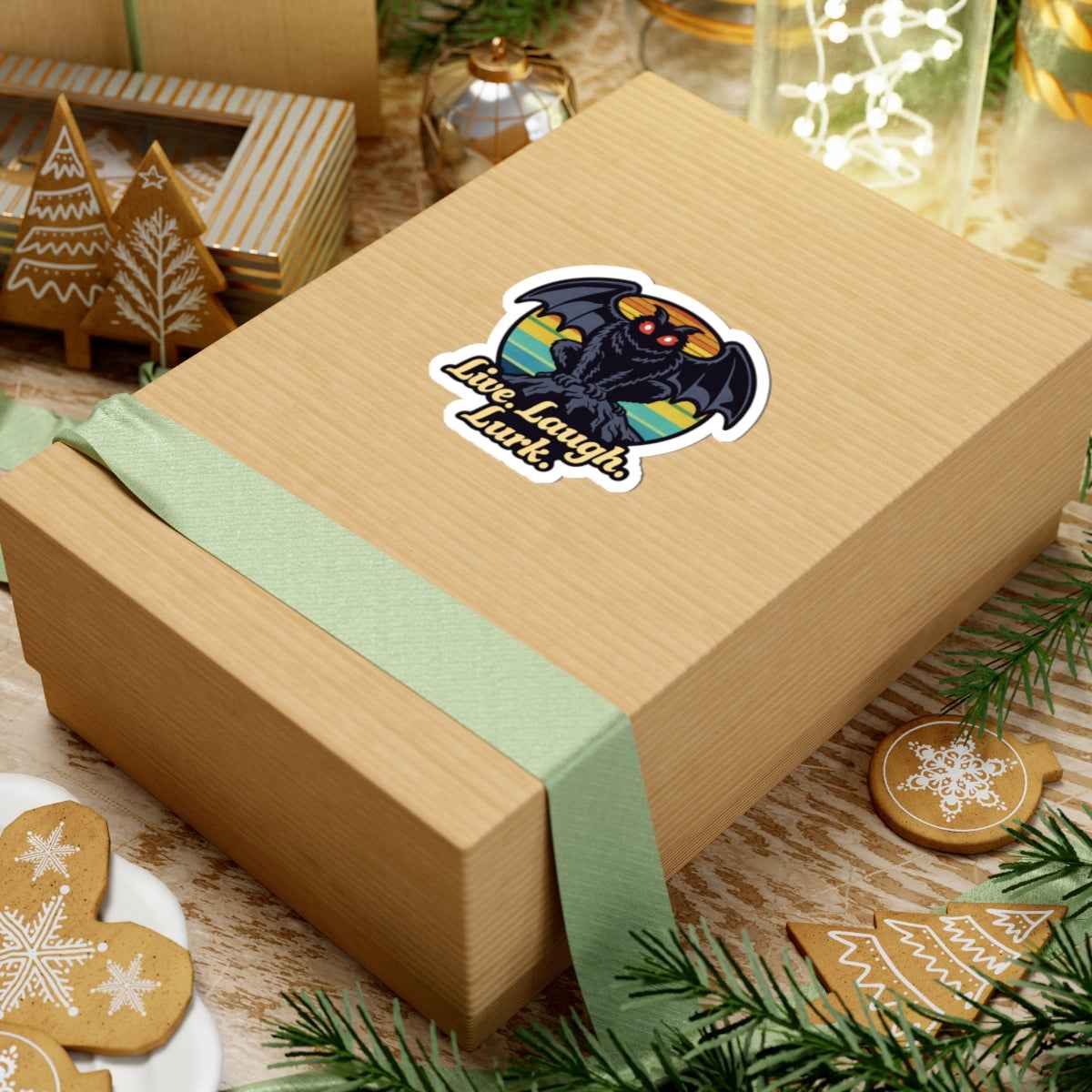 Mothman Sticker “Live Laugh Lurk” - Retro Cryptid Decal for Water Bottles, Laptops & Gear