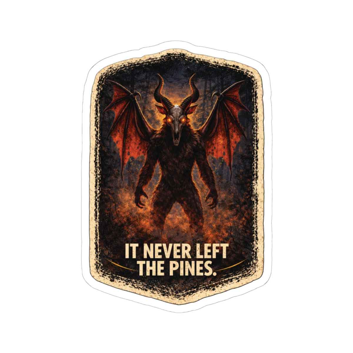 Creepy Creature Sticker Winged Horror - Jersey Devil Cryptid Vinyl Sticker