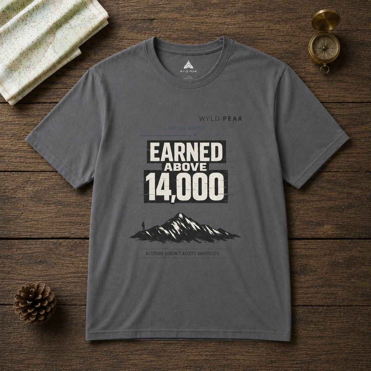Earned Above 14,000 T Shirt - Colorado 14ers Hiking Tee