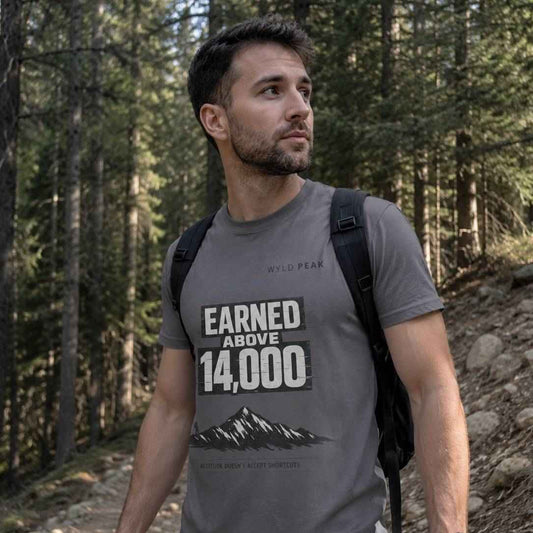 Earned Above 14,000 T Shirt - Colorado 14ers Hiking Tee