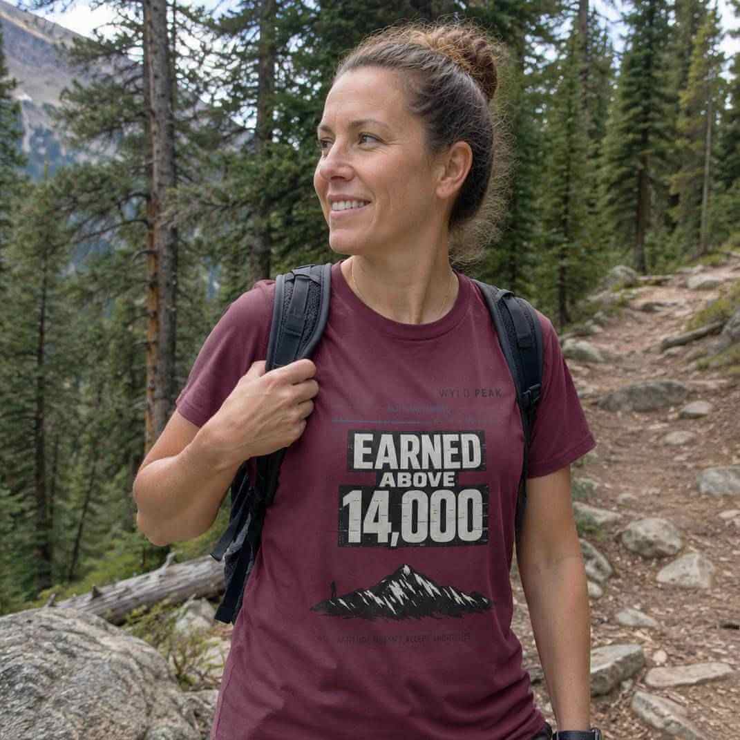 Earned Above 14,000 T Shirt - Colorado 14ers Hiking Tee