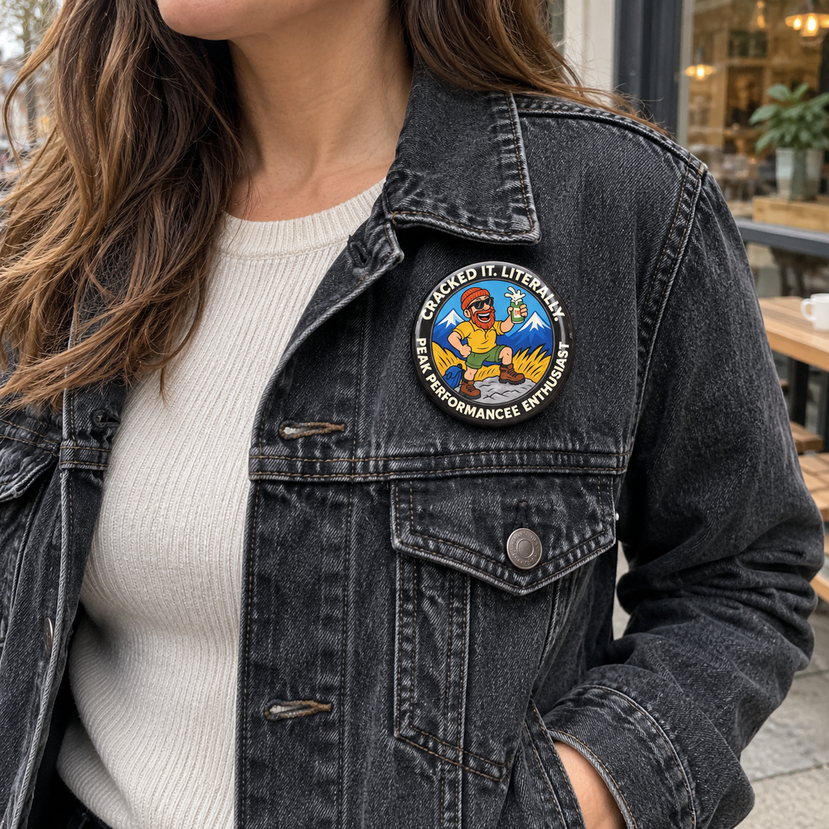 Funny Hiking Pin - Cracked It. Literally.