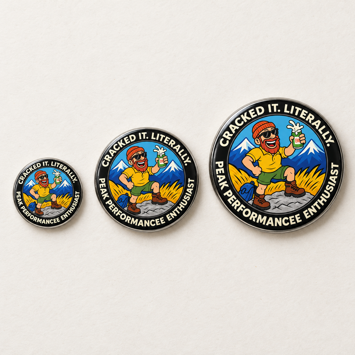Funny Hiking Pin - Cracked It. Literally.
