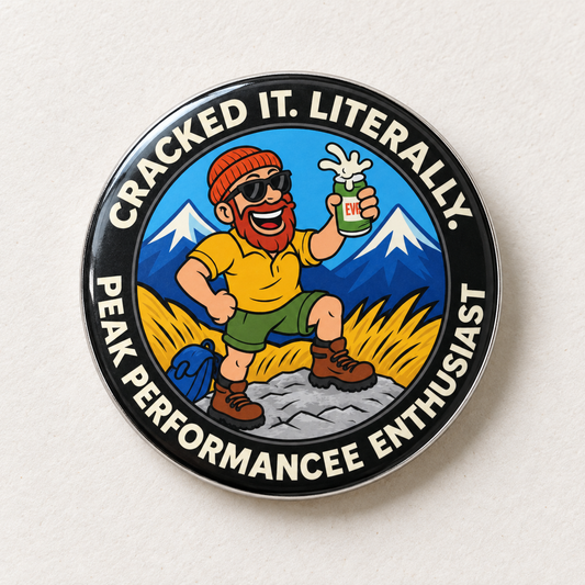 Funny Hiking Pin - Cracked It. Literally.