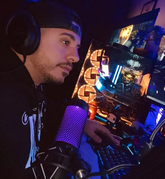 Johnny Ghost mid-stream playing a video game live.