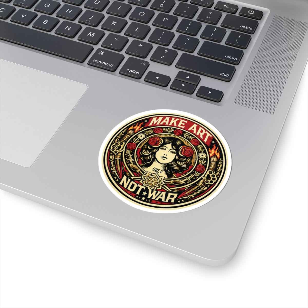 Make Art Not War Sticker - Retro Protest Vinyl Sticker for Laptops & Water Bottles