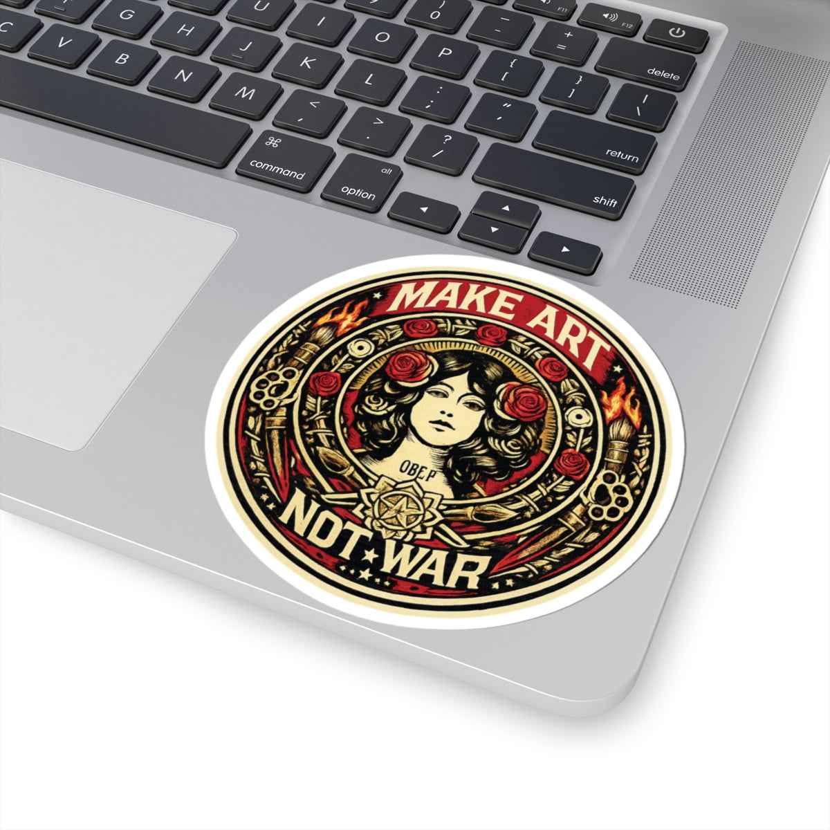 Make Art Not War Sticker - Retro Protest Vinyl Sticker for Laptops & Water Bottles