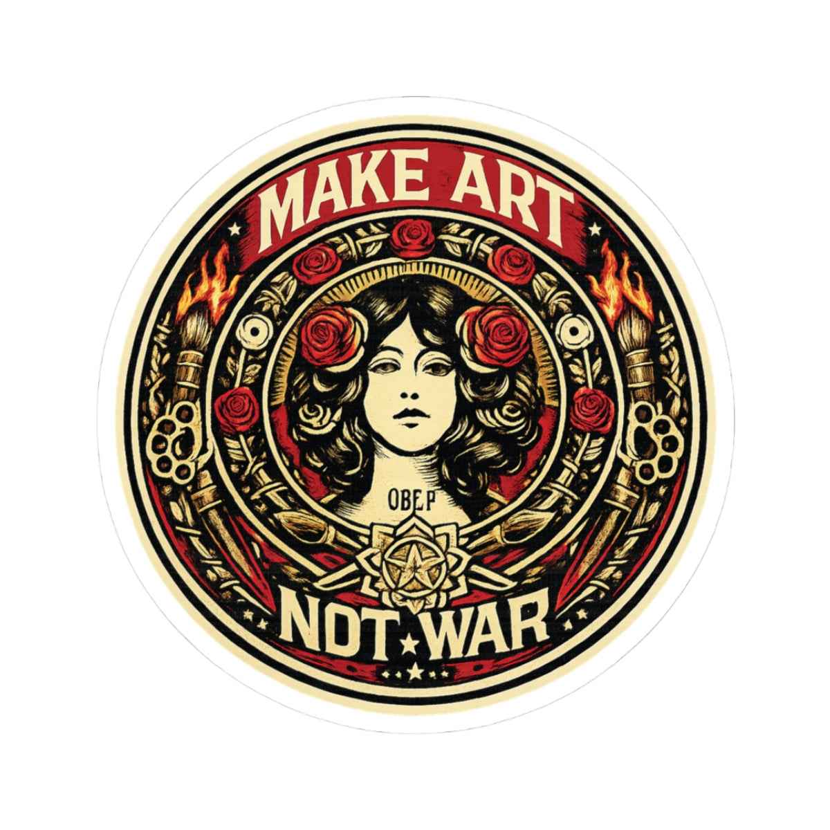 Make Art Not War Sticker - Retro Protest Vinyl Sticker for Laptops & Water Bottles