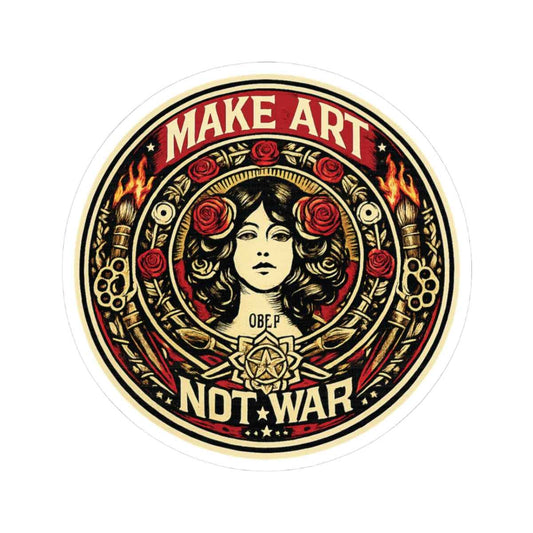 Make Art Not War Sticker - Retro Protest Vinyl Sticker for Laptops & Water Bottles