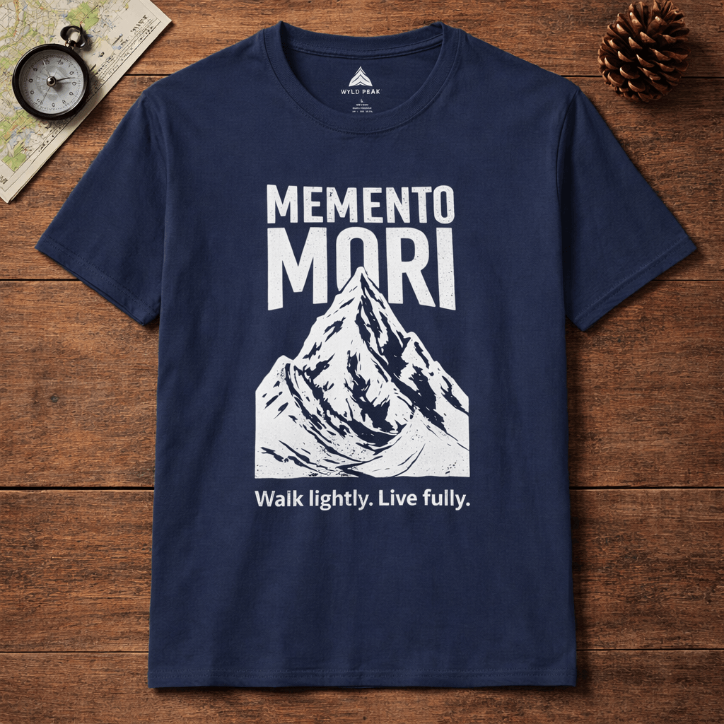 navy memento mori unisex stoic philosophy graphic tee