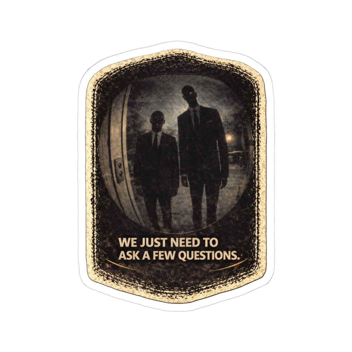 Men in Black Sticker - Paranormal Doorway Horror Decal