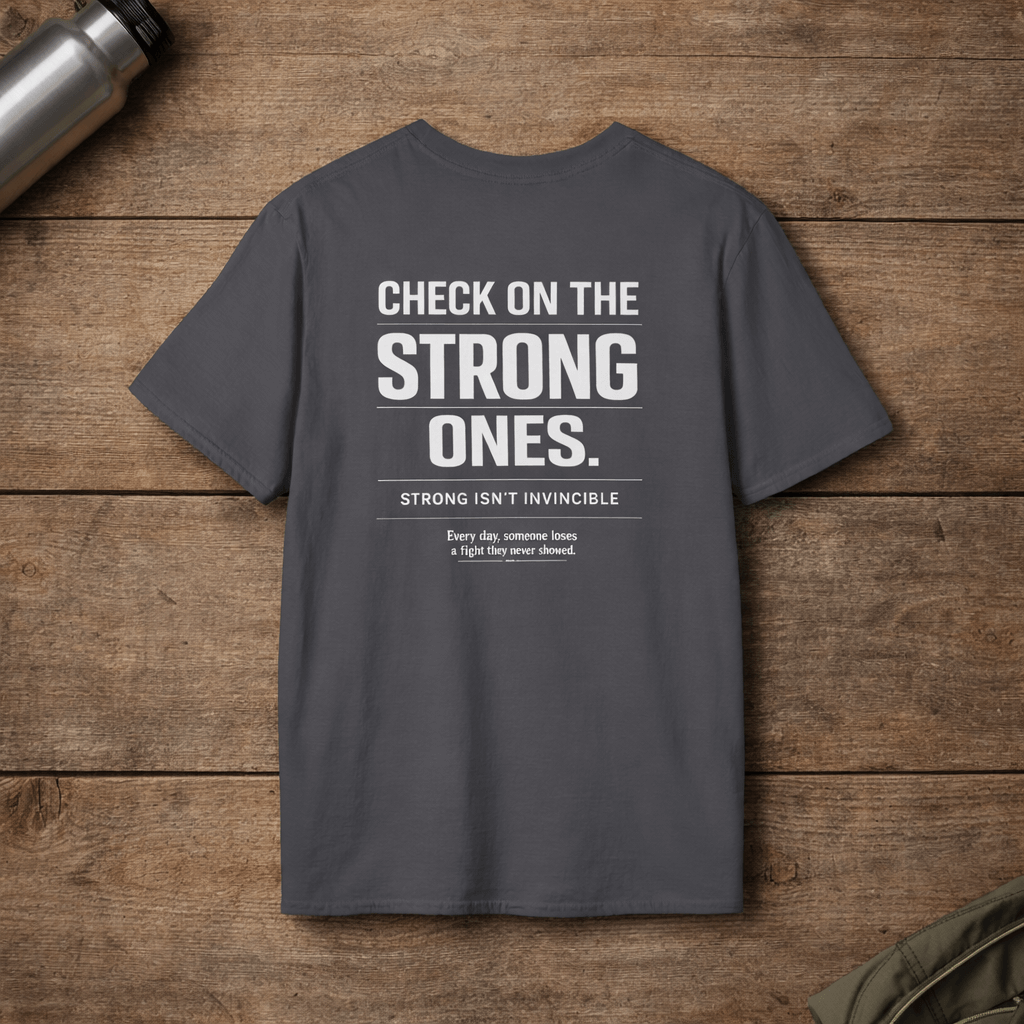 Layflat charcoal mental health graphic tee made from soft ringspun cotton