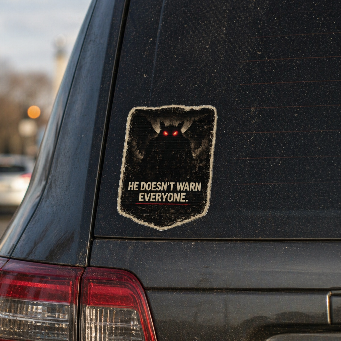 Mothman Sticker - “He Doesn’t Warn Everyone.”