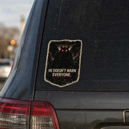 Mothman Sticker - “He Doesn’t Warn Everyone.”
