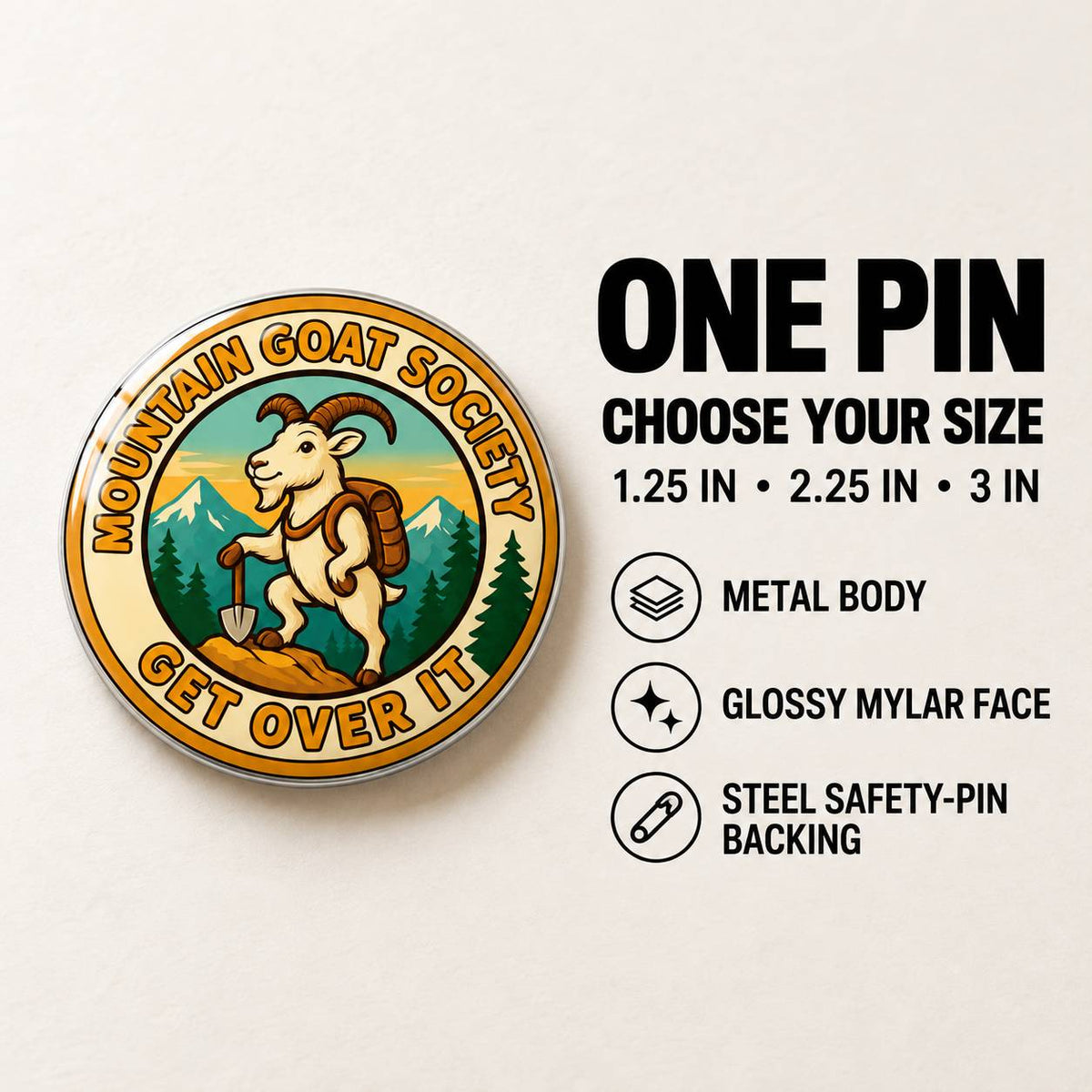Mountain Goat Society Pinback Button
