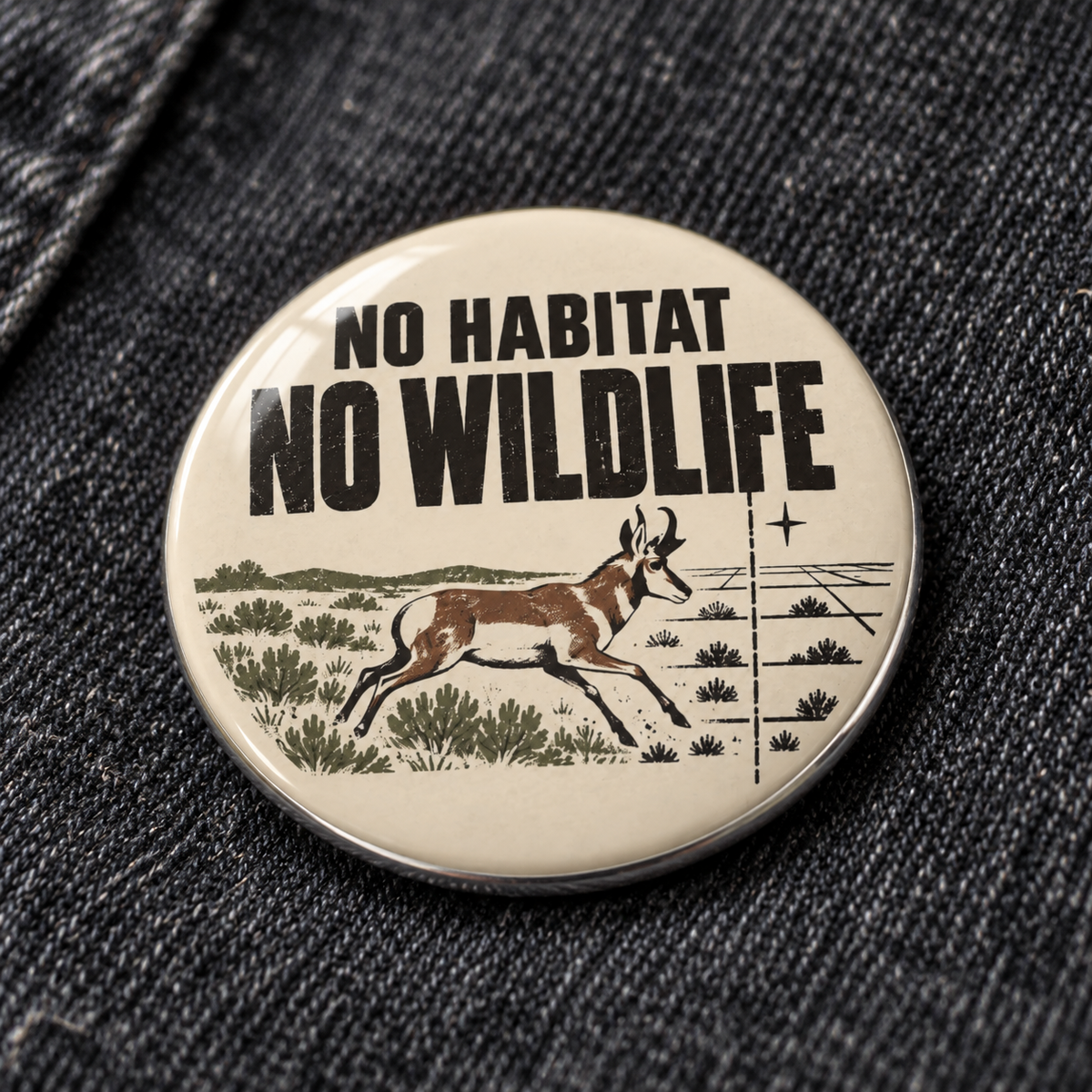 No Habitat No Wildlife Pin - Conservation Outdoor Button
