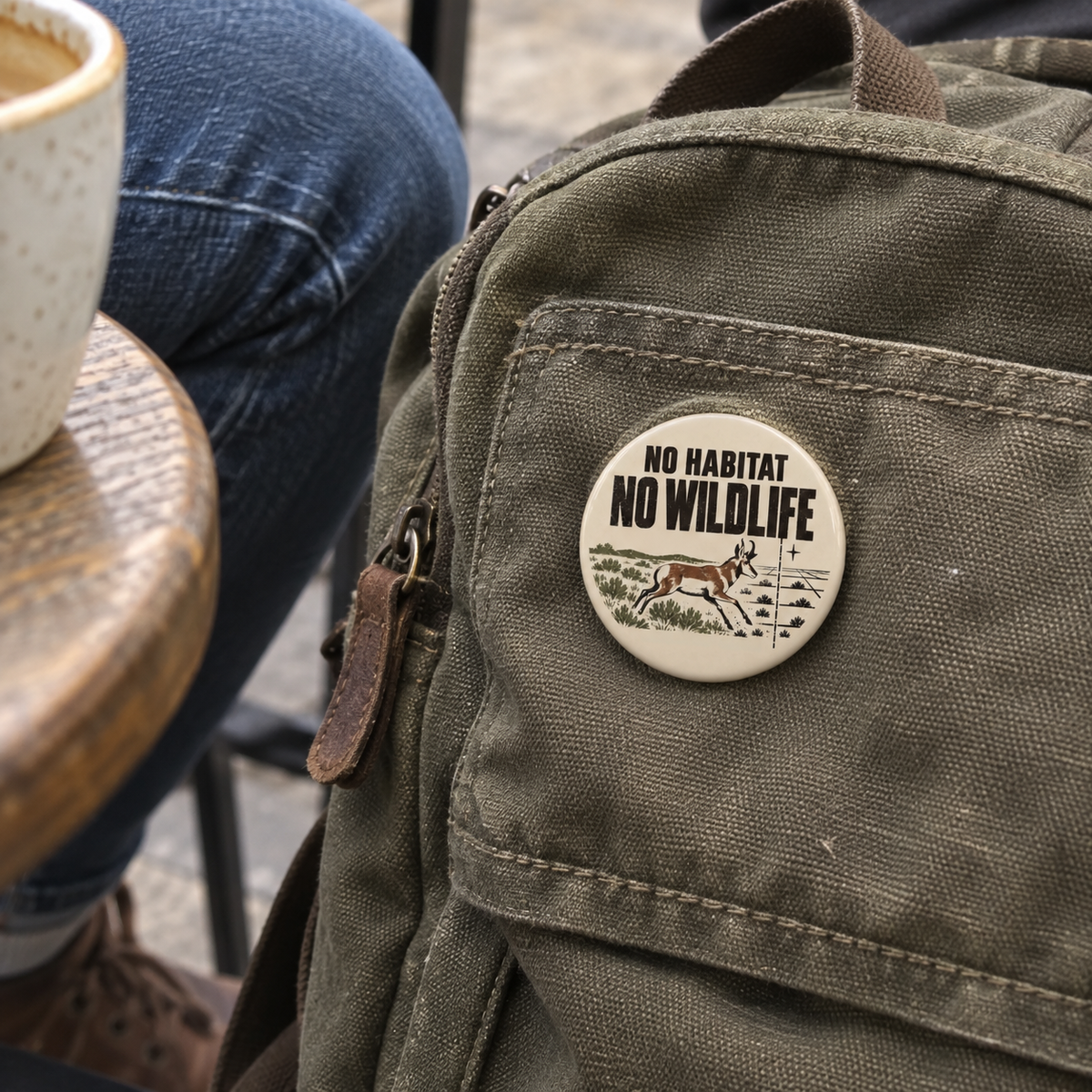 No Habitat No Wildlife Pin - Conservation Outdoor Button