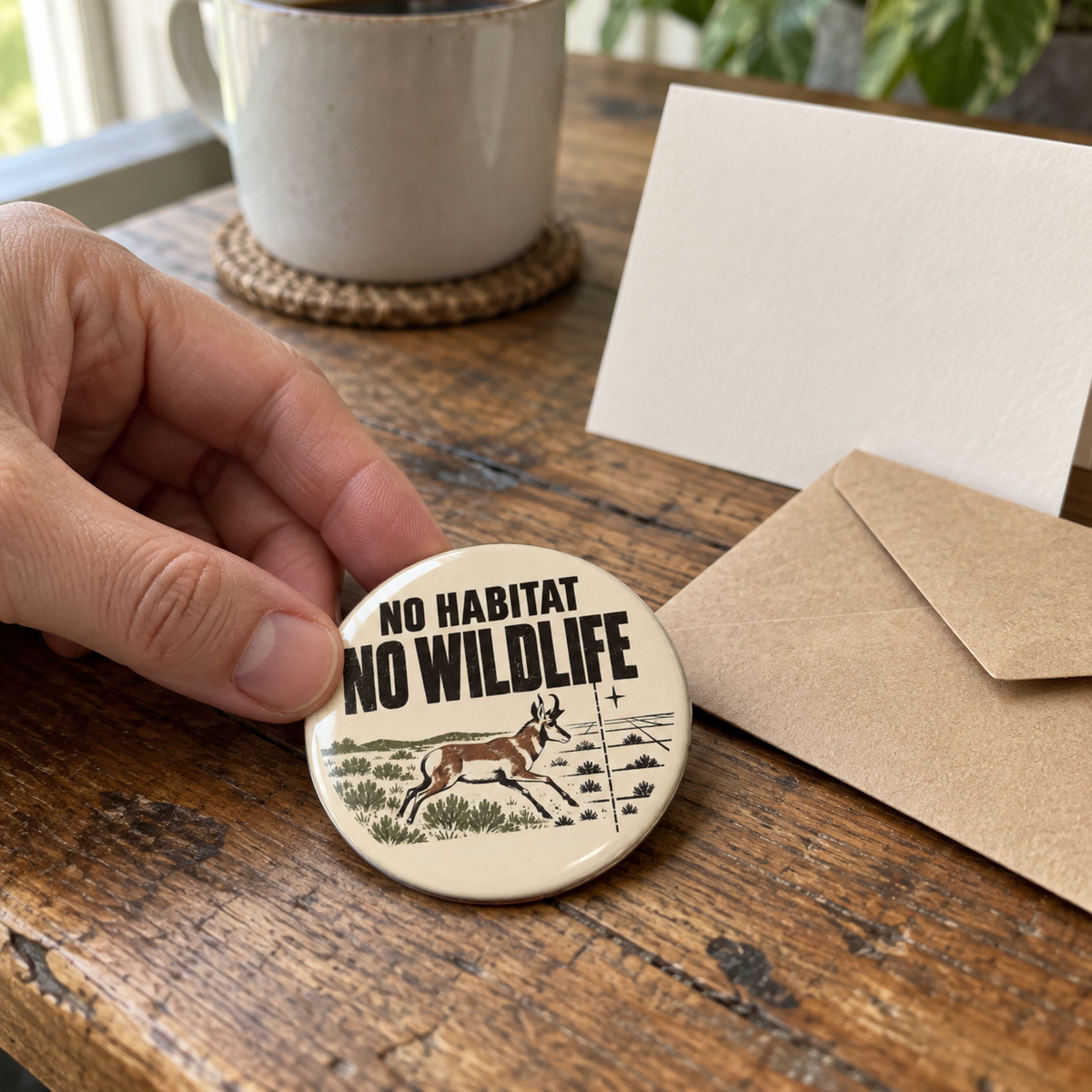 No Habitat No Wildlife Pin - Conservation Outdoor Button