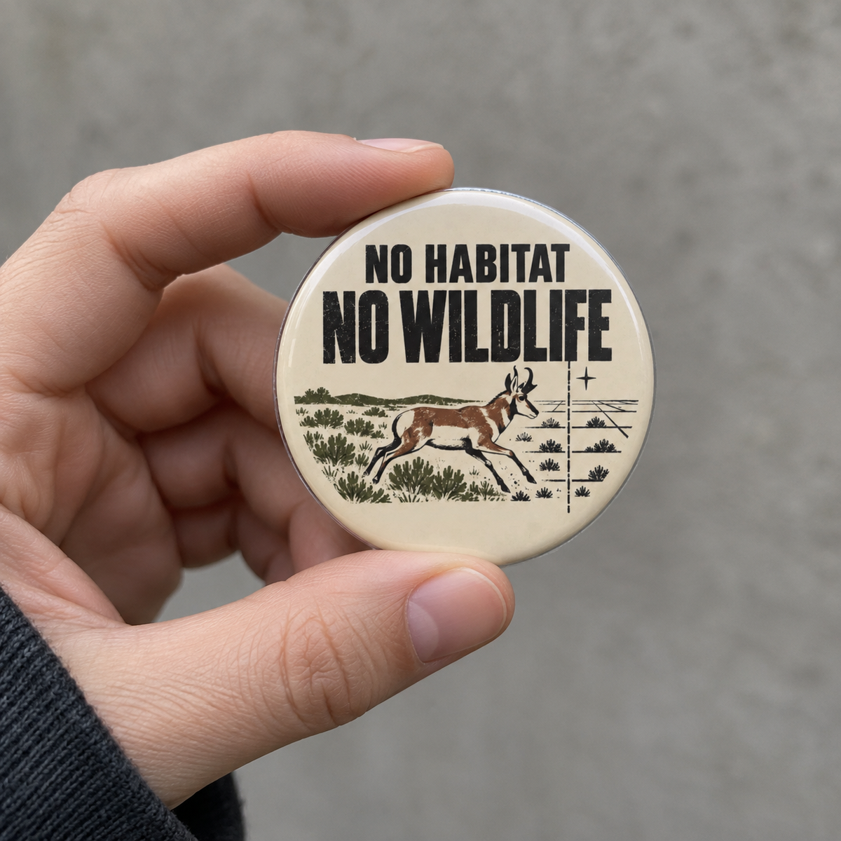 No Habitat No Wildlife Pin - Conservation Outdoor Button