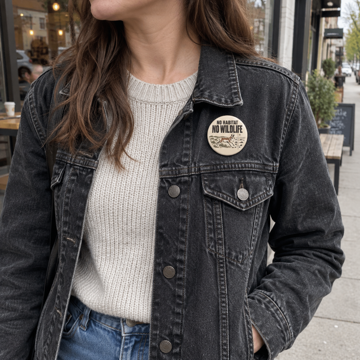 No Habitat No Wildlife Pin - Conservation Outdoor Button