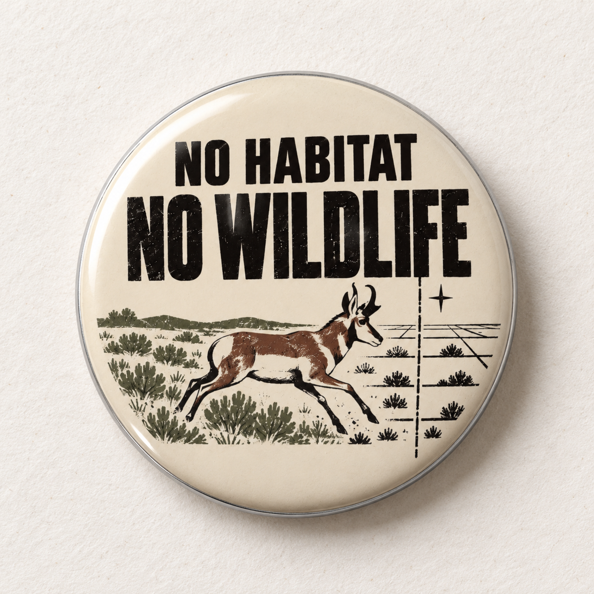 No Habitat No Wildlife Pin - Conservation Outdoor Button