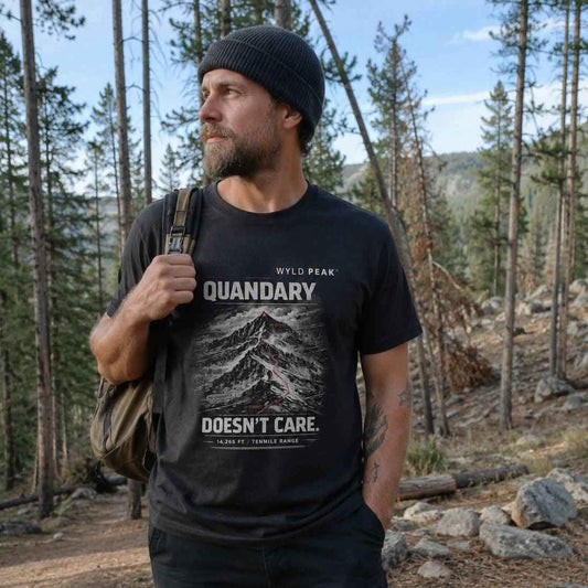Quandary Doesn’t Care T Shirt - Colorado 14ers Hiking Tee