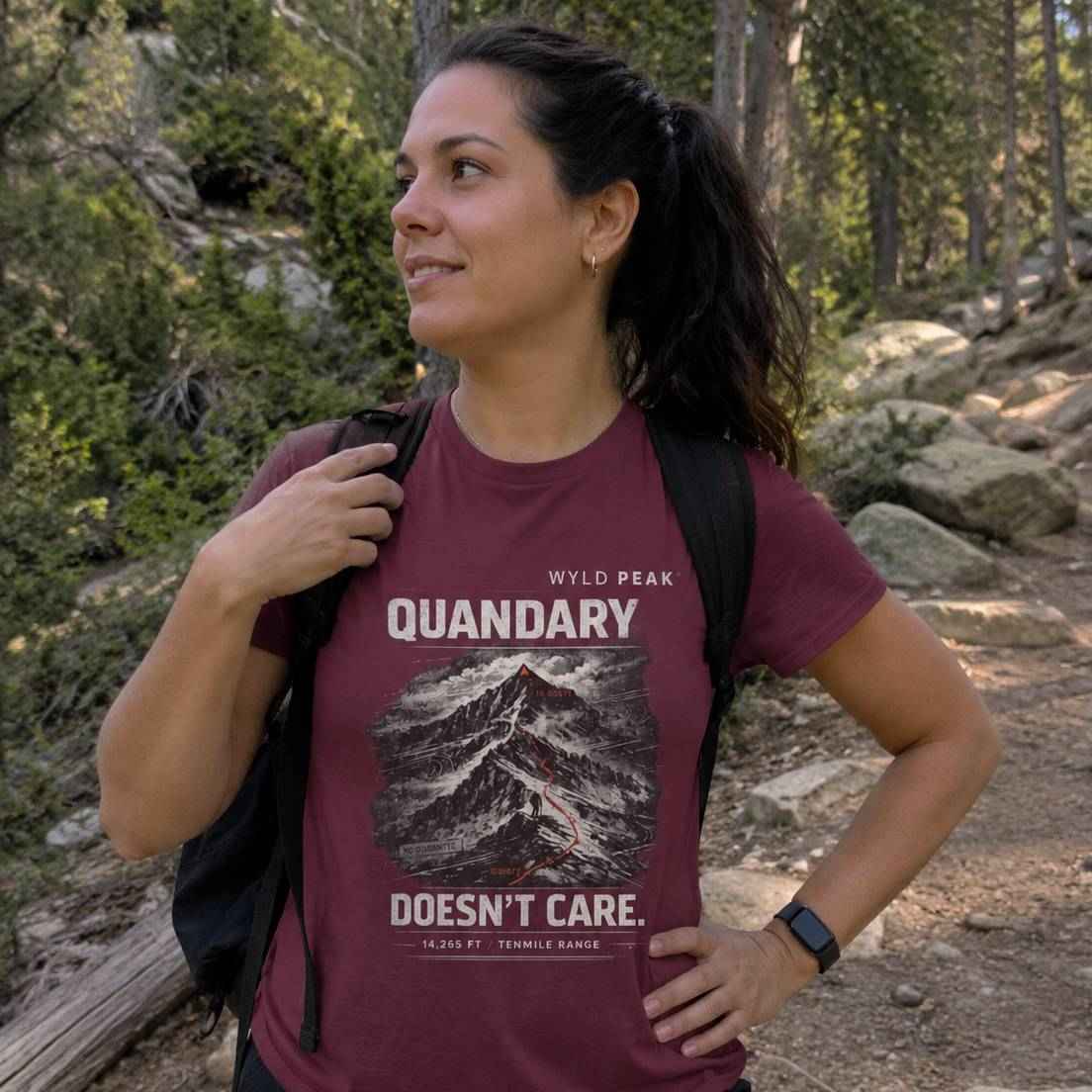 Quandary Doesn’t Care T Shirt - Colorado 14ers Hiking Tee